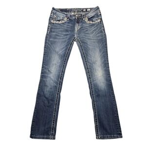 Miss Me Jeans Womens 28 Mid-Rise Cropped Denim Embellished Pockets Distressed